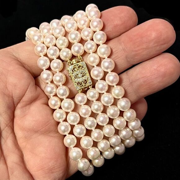 Akoya Pearl Diamond  Necklace 28" 14k Y Gold 7.5 mm Certified $9,750 301764 - Picture 3 of 9